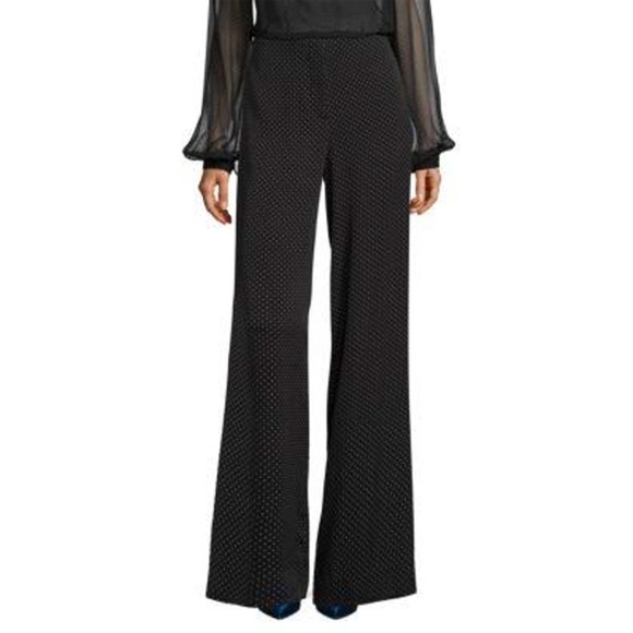 Diane Von Furstenberg Pants - Diane Von Furstenberg - Wide Leg Silk-Blend Trousers - Navier Dot
